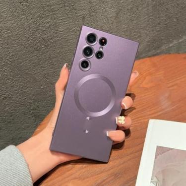 Imagem de Capa magnética fosca de luxo para Samsung Galaxy S24 S22 S21 S23 S25 Ultra S25 Plus S25 (para Samsung S21 Ultra/Roxo)
