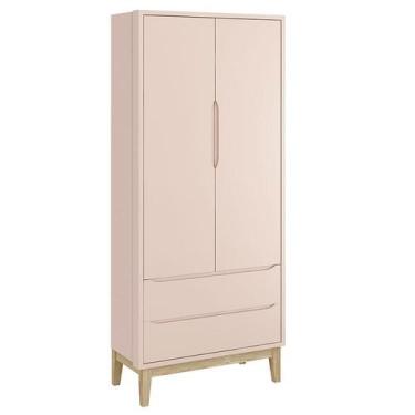 Imagem de Guarda Roupa Infantil New Classic 2 Portas Rosa com Pés Madeira Natura