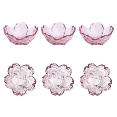 Imagem de OnePine Conjunto de 6 tigelas de flor de cerejeira rosa, mini tigelas de sobremesa de vidro de 54 ml, tigelas de vidro de 4 cm de altura para sobremesa, sorvete, sorvete, frutas, pudim, molho de soja
