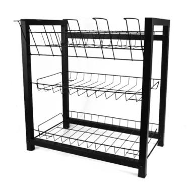 Imagem de Escorredor de Louça Pratos Talheres Para 11 pratos 6 porta copos 3 Andares Tríplex Linha Luxo