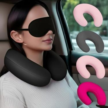Imagem de Almofada de viagem para o pescoço Almofada de apoio para o pescoço de adulto Adequada para aviões, carros e escritórios (Preto)