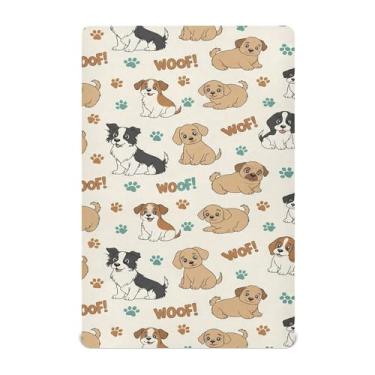 Imagem de SEHANY Lençol de berço de cachorro fofo para meninos e meninas, macio, respirável, elástico, lençol com elástico padrão para bebês de 27 x 99 cm