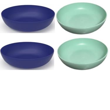 Imagem de Kit 6 Pratos Fundos Resistentes – Ideal para Refeições Domésticas, Jantares e Eventos Casuais (2 pratos f. Mirtilo/2 Verde C)