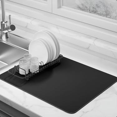 Imagem de Tapete Escorredor de Louça Absorvente Ultra Absorção 40x50cm Antiderrapante para Bancada e Pia Secagem Rápida Suporte para Copos Panelas Ideal para Cozinha