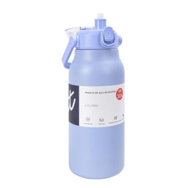 Imagem de Garrafa Térmica de água 1700ml Grande Capacidade Aço Inox Isolado Cup de Academia (Azul Claro 1700ML)