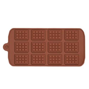 Imagem de Molde de chocolate waffle de silicone para fondant resina e artesanato de panificação, marrom com 12 cavidades