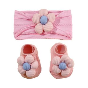 Imagem de Conjunto De Faixa De Cabelo E Meias Para Bebês Meninas Recém-Nascidas 