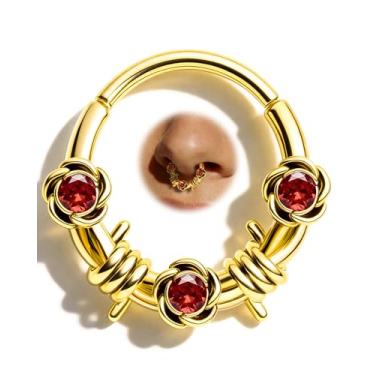 Imagem de Jewseen Anéis de septo rosa vermelha 16G 316L joia de septo 10 mm gótico daith piercing joia ouro hélice daith brinco para mulheres