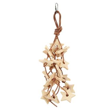 Imagem de Ainoli pássaro estrela de madeira brinquedo resistente à mordida papagaio estrela de madeira brinquedo de mascar para periquitos periquito calopsita lovebird (Cor original)