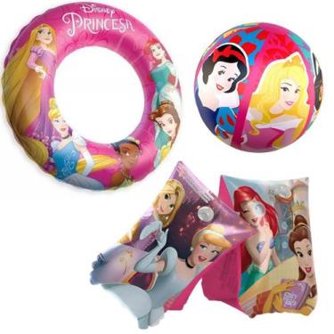 Imagem de Kit Completo Boia De Piscina Princesas Cinderela Bela Ariel Boia De Br