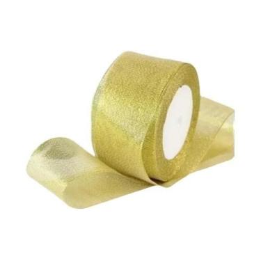 Imagem de Fita Metálica Dourada E Prateada Com Glitter, Rolo De 25 Jardas Para V