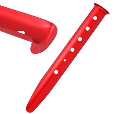 Imagem de Leapiture barraca de acampamento ao ar livre prego em forma de u neve peg praia tenda dossel fixação unhas 31cm durabilidade leve para barraca de praia (Vermelho)