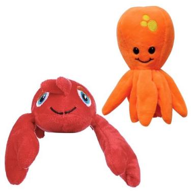 Imagem de Brinquedo pelúcia pet polvo e lagosta kit fundo do mar cães e gatos - 