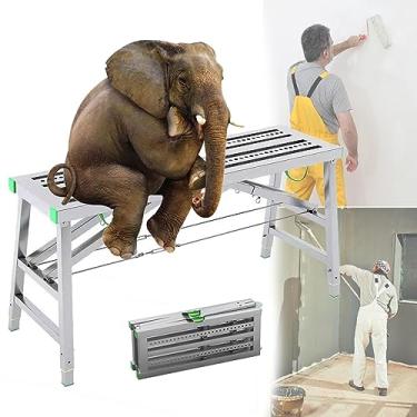 Imagem de Plataforma de trabalho de andaime ajustável em altura, equipamento de escada dobrável portátil de 30/40 cm de largura para decoração de teto, limpeza, construção