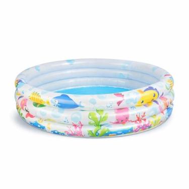 Imagem de Piscina Inflavel Infantil Banheira Redonda Estampada Fundo Do Mar Crianças Ferias Praia Verao Agua ou Bolinhas (180 Litros)