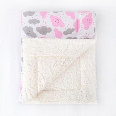 Imagem de Manta De Sherpa Para Bebê Lã Carneiro Nuvem Rosa