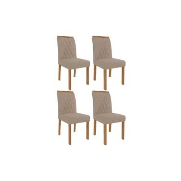 Imagem de Kit 4 Cadeiras Sala Jantar Juliana Wood 4 Un Carvalho/Linho Bege - Cim
