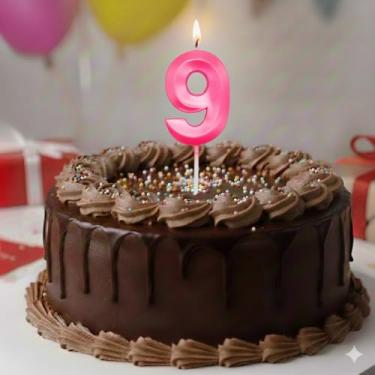 Imagem de Vela De Aniversário Mini Design Número Com 5Cm Silver Festas Rosa (Número 9)