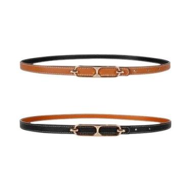 Imagem de Cinto Feminino Slim Dupla Face Versátil Para Vestidos E Jeans, Estilo 