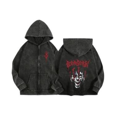 Imagem de Moletom Unissex Com Zíper E Capuz Estampado Anime Berserk Harajuku Gót