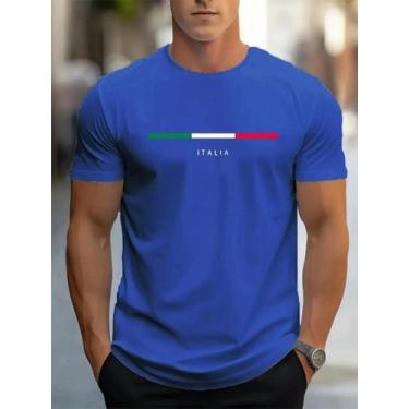 Imagem de Camiseta Casual Masculina De Verão Em Poliéster Com Estampa ITALIA, Go