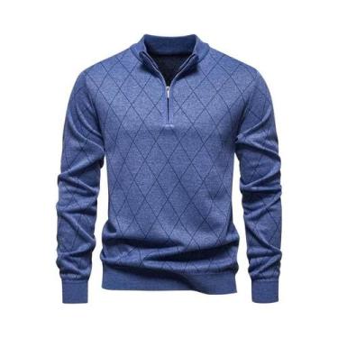 Imagem de Suéter Masculino De Tricô Com Zíper Frontal, Casual, Esportivo, Para G