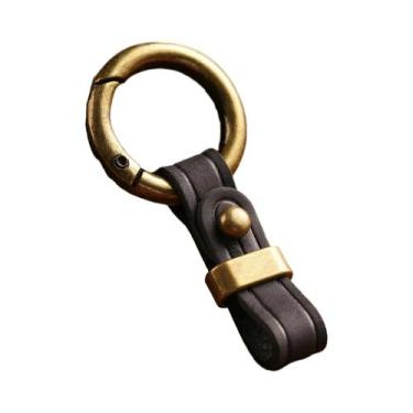 Imagem de Porta-Chaves De Carro Em Couro Genuíno Premium Com Alça Anti-Perda Par