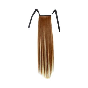 Imagem de Extensão De Cabelo Sintético Rabo De Cavalo Loiro De 32 Polegadas Com 