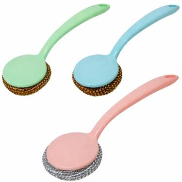 Imagem de Escova de Limpeza com Bucha de Aço Inoxidável Substituível – Cabo Ergonômico