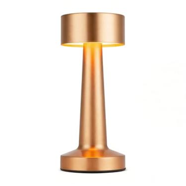 Imagem de HPUFKOT Candeeiro de mesa de LED portátil, luminária de mesa de metal com brilho de 3 níveis, lâmpada recarregável com controle de toque de 3 cores, luminária de cabeceira ideal para mesa de cabeceira