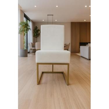 Imagem de Poltrona Aurora Cadeira Decorativa com Base de Ferro Dourado para Sala
