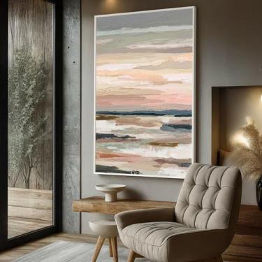 Imagem de Quadro com Moldura e Acrilico Cristal Vidro Horizonte Suave para Sala,
