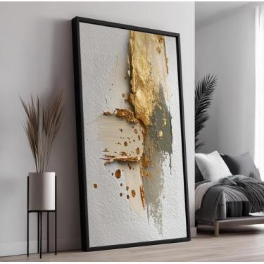 Imagem de Quadro com Moldura e Acrilico Cristal Vidro Textura Dourada Tinta para