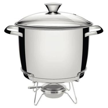 Imagem de Rechaud Tramontina Allegra Em Aço Inox Fundo Triplo Com Fogareiro E Tampa De Vidro 7,8 L 65650684