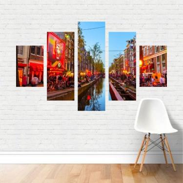 Imagem de Quadro Cidades Amsterdã Holanda Países Baixos Córrego Canvas