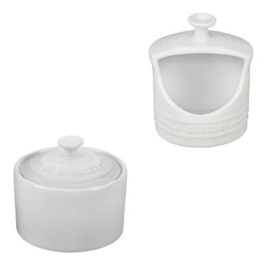 Imagem de KIT LE CREUSET AÇUCAREIRO E PORTA SAL EM CERÃMICA BRANCO