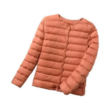 Imagem de Casaco Feminino Leve De Plumas Com Gola O Ou Gola V, Jaqueta Puffer Ac