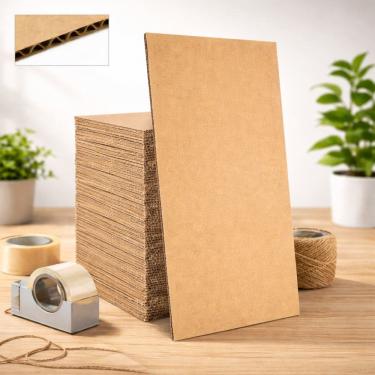 Imagem de Chapa de Papelao 33cm x 70cm - 50unid  330 gramatura Onda B Resistente  3mm Espessura