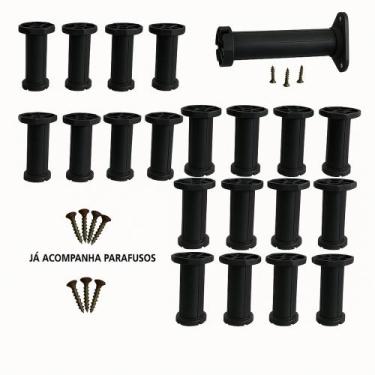 Imagem de Kit 4 Pés Reguláveis Brancos 12 a 21cm Com Parafusos Para Armário Cama