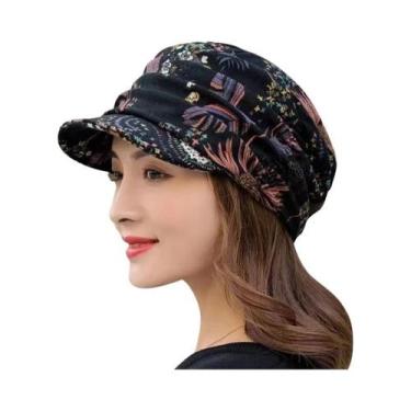 Imagem de Boné Feminino Dobrável Com Estampa Floral, Chapéu De Estilo Étnico Com