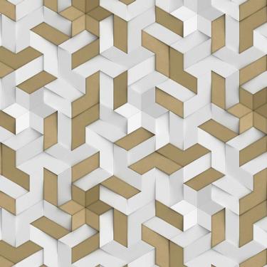 Imagem de Papel De Parede 3D Geometrico Marrom E Cinza Adesivo Sala