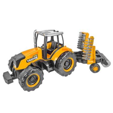 Imagem de Brinquedo Max Trator Fazendeiro Gigante 80 Cm Com Carretinha Arado Til