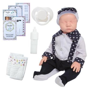 Imagem de Bebê Reborn Boneco Masculino Corpo 100% Silicone + Itens - Cegonha Reb