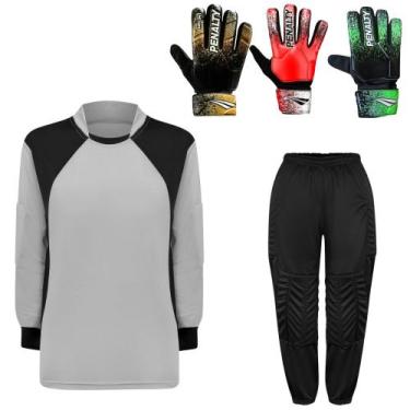 Imagem de Kit de Goleiro Infantil Camisa + Calça Acolchoada + Luva Penalty, 12G,