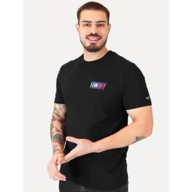 Imagem de Camiseta Tommy Jeans Masculina Regular Italic Colors Logo Preta-Masculino