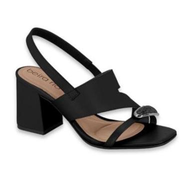 Imagem de Sandalia Feminina Beira Rio Conforto Festa Salto Bloco Alto Festa Elástico Ref: 8436.243-Feminino