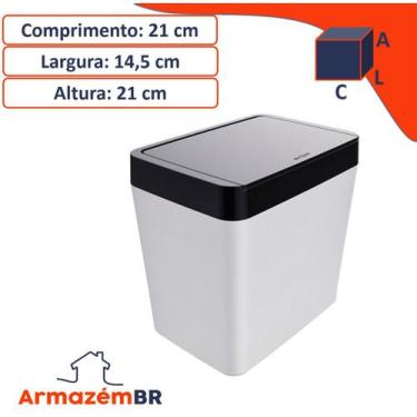 Imagem de Lixeira 5 Litros De Bancada Cozinha Escritório Branca - Crippa, Preto