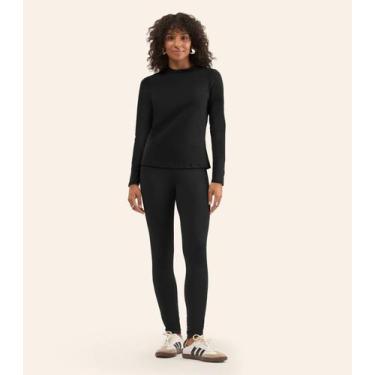 Imagem de Blusa Feminina Manga Longa Cotton Básica Rovitex Preto, M, Preto