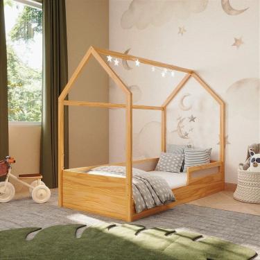 Imagem de Cama Montessoriana Casinha com Tela Rattan Divertidamente Marrom