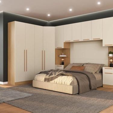 Imagem de Guarda-roupa Modulado Canto 6 Peças San Diego Tauari/Off White